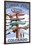 Steamboat Springs, Colorado - Ski Run Signpost-Lantern Press-Framed Art Print