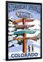 Steamboat Springs, Colorado - Ski Run Signpost-Lantern Press-Framed Art Print