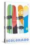 Steamboat Springs, Colorado, Snowboards in the Snow-Lantern Press-Stretched Canvas