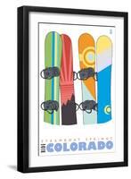 Steamboat Springs, Colorado, Snowboards in the Snow-Lantern Press-Framed Art Print