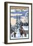 Steamboat Springs, Colorado - Snowman Scene-Lantern Press-Framed Art Print