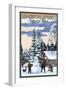 Steamboat Springs, Colorado - Snowman Scene-Lantern Press-Framed Art Print