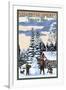 Steamboat Springs, Colorado - Snowman Scene-Lantern Press-Framed Art Print