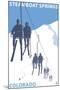 Steamboat Springs, Ski Lift-Lantern Press-Mounted Art Print