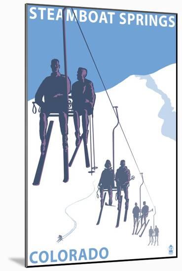 Steamboat Springs, Ski Lift-Lantern Press-Mounted Art Print