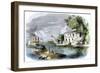 Steamboats and a Raft Passing a Sugar Plantation on the Mississippi River, 1850s-null-Framed Giclee Print