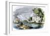 Steamboats and a Raft Passing a Sugar Plantation on the Mississippi River, 1850s-null-Framed Giclee Print