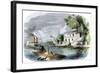 Steamboats and a Raft Passing a Sugar Plantation on the Mississippi River, 1850s-null-Framed Giclee Print