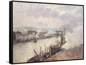 Steamboats in the Port of Rouen, 1896-Camille Pissarro-Framed Stretched Canvas