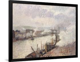 Steamboats in the Port of Rouen, 1896-Camille Pissarro-Framed Giclee Print