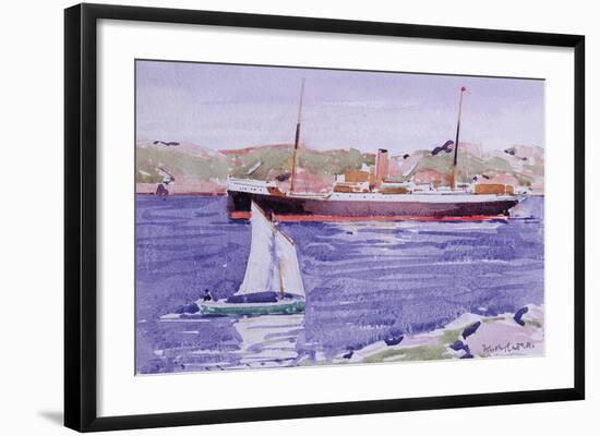 Steamer and Yacht, Iona-Francis Campbell Cadell-Framed Premium Giclee Print