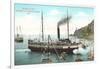 Steamer at Santa Catalina-null-Framed Art Print