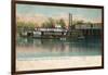 Steamer Loaded with Cotton at a Wharf, Savannah River, Augusta, Georgia, 1908-null-Framed Giclee Print