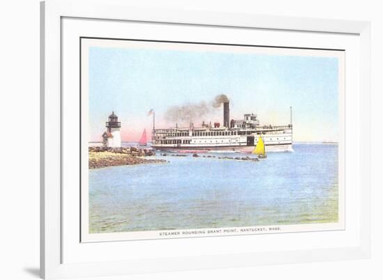 Steamer Rounding Brant Point, Nantucket, Massachusetts-null-Framed Art Print