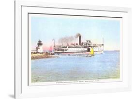 Steamer Rounding Brant Point, Nantucket, Massachusetts-null-Framed Art Print