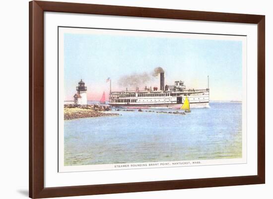 Steamer Rounding Brant Point, Nantucket, Massachusetts-null-Framed Art Print