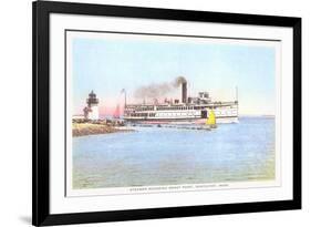 Steamer Rounding Brant Point, Nantucket, Massachusetts-null-Framed Art Print