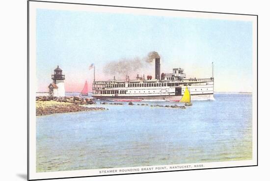Steamer Rounding Brant Point, Nantucket, Massachusetts-null-Mounted Art Print