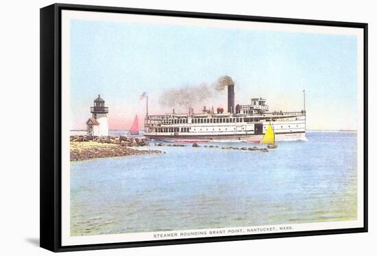 Steamer Rounding Brant Point, Nantucket, Massachusetts-null-Framed Stretched Canvas