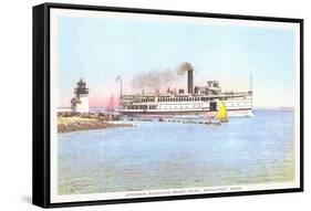 Steamer Rounding Brant Point, Nantucket, Massachusetts-null-Framed Stretched Canvas