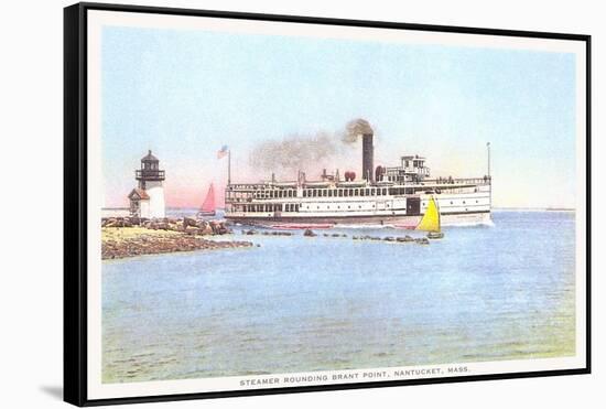 Steamer Rounding Brant Point, Nantucket, Massachusetts-null-Framed Stretched Canvas