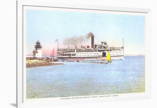 Steamer Rounding Brant Point, Nantucket, Massachusetts-null-Framed Art Print