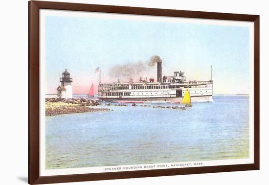 Steamer Rounding Brant Point, Nantucket, Massachusetts-null-Framed Art Print