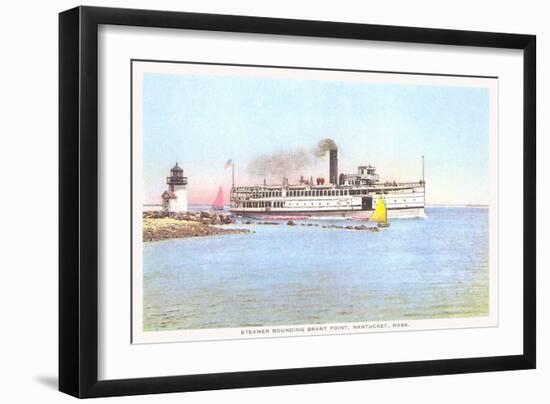 Steamer Rounding Brant Point, Nantucket, Massachusetts-null-Framed Art Print