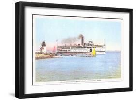 Steamer Rounding Brant Point, Nantucket, Massachusetts-null-Framed Art Print