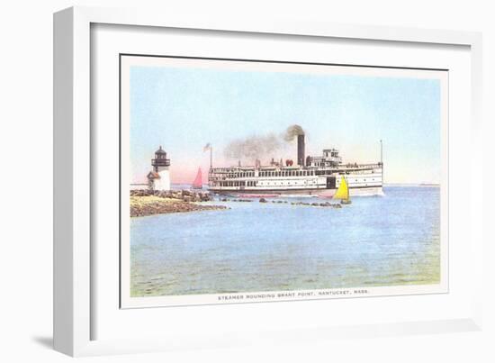 Steamer Rounding Brant Point, Nantucket, Massachusetts-null-Framed Art Print