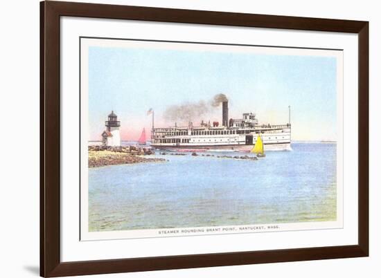 Steamer Rounding Brant Point, Nantucket, Massachusetts-null-Framed Premium Giclee Print