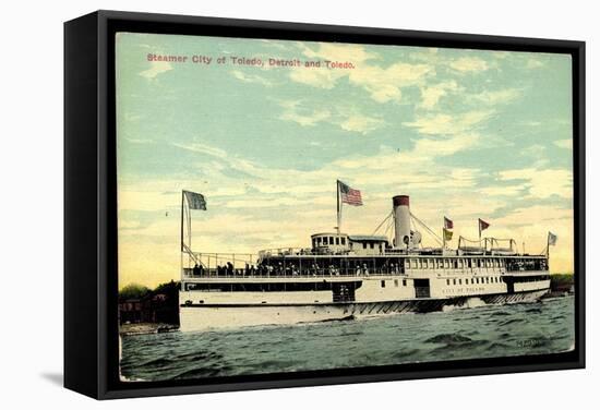 Steamer S.S. City of Toledo, Detroit and Toledo-null-Framed Stretched Canvas