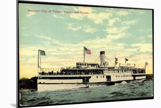 Steamer S.S. City of Toledo, Detroit and Toledo-null-Mounted Giclee Print