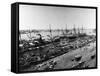 Steamer Ships in Calcutta Harbor-null-Framed Stretched Canvas