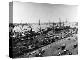 Steamer Ships in Calcutta Harbor-null-Stretched Canvas