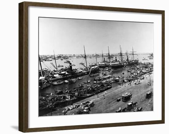 Steamer Ships in Calcutta Harbor-null-Framed Photographic Print