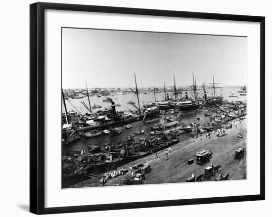 Steamer Ships in Calcutta Harbor-null-Framed Photographic Print