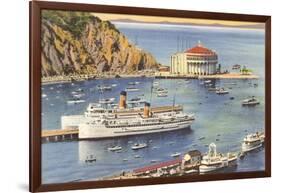 Steamers at Pier, Casino, Catalina, California-null-Framed Art Print