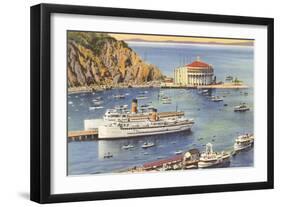 Steamers at Pier, Casino, Catalina, California-null-Framed Art Print
