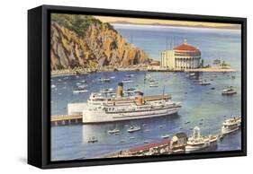 Steamers at Pier, Casino, Catalina, California-null-Framed Stretched Canvas