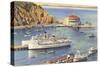 Steamers at Pier, Casino, Catalina, California-null-Stretched Canvas