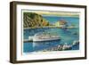 Steamers Catalina and Avalon at Pier, and Casino - Catalina Island, CA-Lantern Press-Framed Art Print