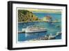 Steamers Catalina and Avalon at Pier, and Casino - Catalina Island, CA-Lantern Press-Framed Art Print