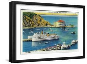 Steamers Catalina and Avalon at Pier, and Casino - Catalina Island, CA-Lantern Press-Framed Art Print