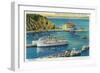 Steamers Catalina and Avalon at Pier, and Casino - Catalina Island, CA-Lantern Press-Framed Art Print