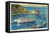 Steamers Catalina and Avalon at Pier, and Casino - Catalina Island, CA-Lantern Press-Framed Stretched Canvas