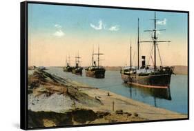 Steamers Passing Through the Suez Canal, Egypt, 20th Century-null-Framed Stretched Canvas