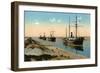 Steamers Passing Through the Suez Canal, Egypt, 20th Century-null-Framed Giclee Print