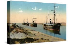 Steamers Passing Through the Suez Canal, Egypt, 20th Century-null-Stretched Canvas