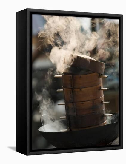 Steaming Baskets on Wok, Leshan, Sichuan, China-Porteous Rod-Framed Stretched Canvas